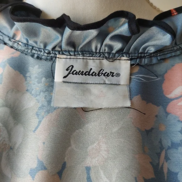 Vintage 70s M Floral Black Maxi Night Dress Jaudabar - Picture 3 of 10